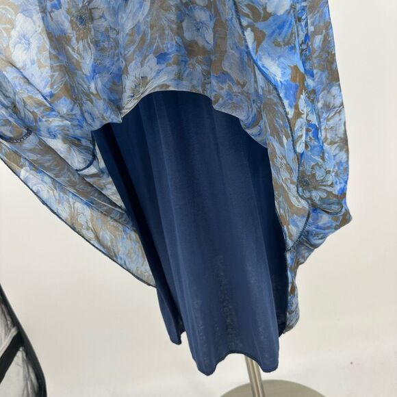 Le Ragazze Floral Maxi Dress XL Fit Flare Elastic Silk Blend Garden Party Fairy - Picture 16 of 16